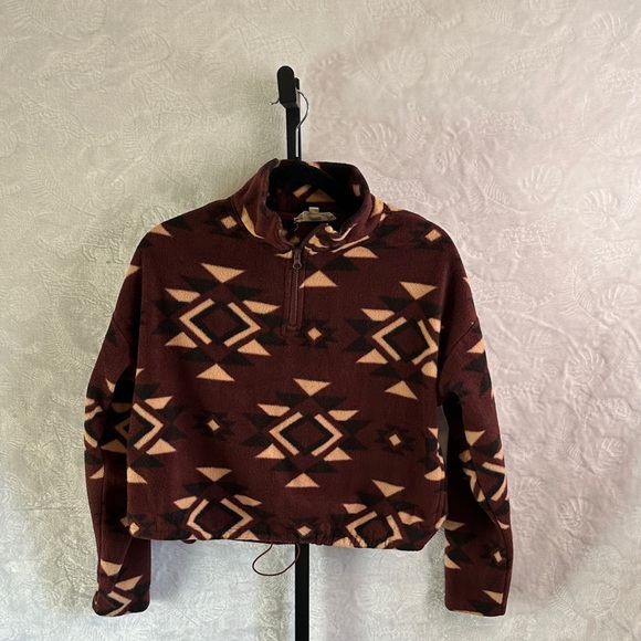 Hippie Rose Sweaters - Hippie Rose Burgundy Geometric Cowl Neck Sweater